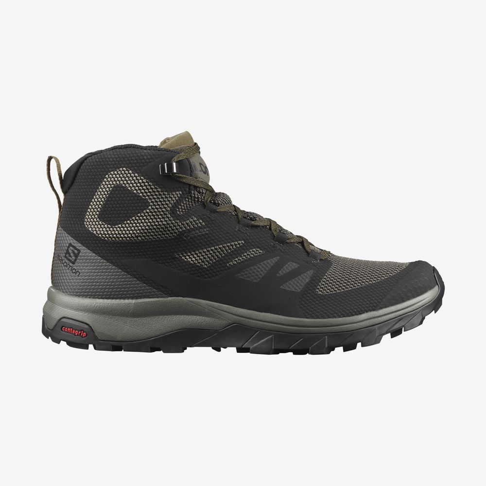 Salomon Israel OUTLINE MID GORE-TE - Mens Hiking Boots - Black (EOFW-15384)